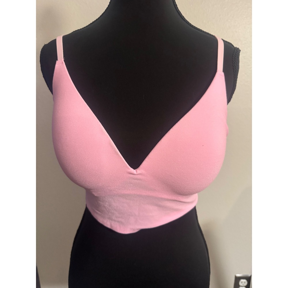 Pink Victoria's Secret Wireless Push Up Bralette V-Neck Pink M